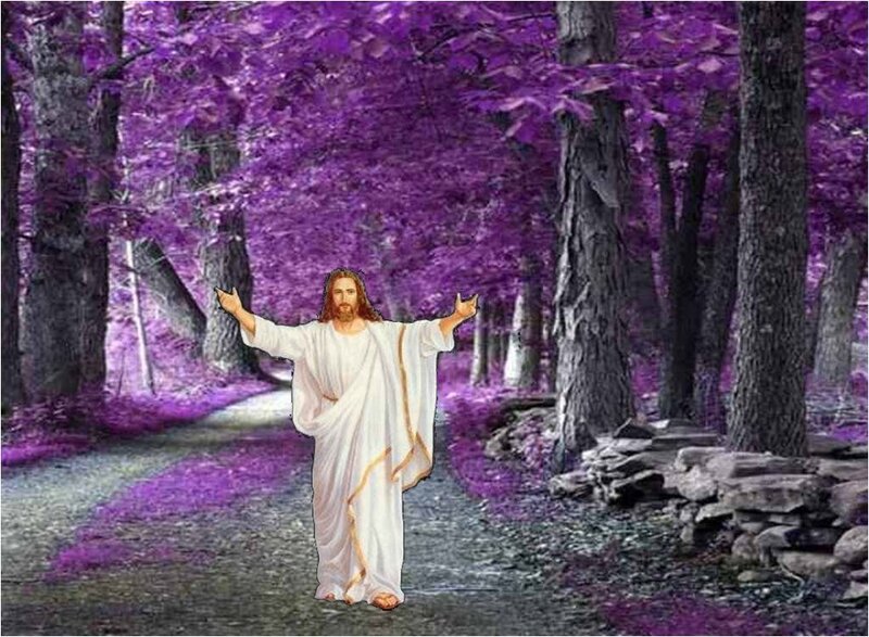 Jesus Christ Figure — Purple, Serene, Digital Art