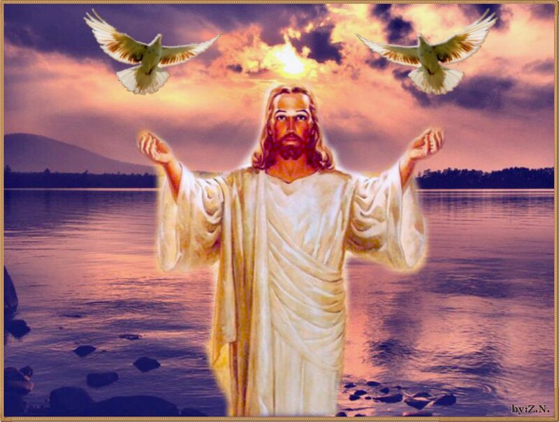 Jesus Christ Figure — Purple, Serene, Sunset