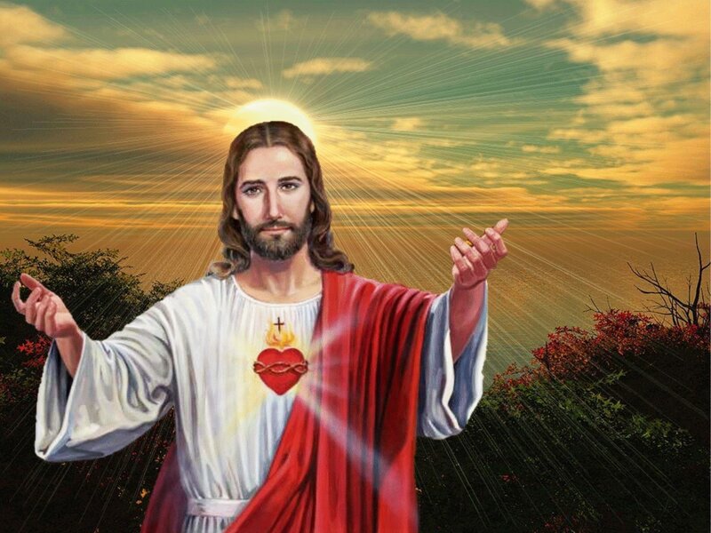 Jesus Christ Figure — Red, Divine, Sunset