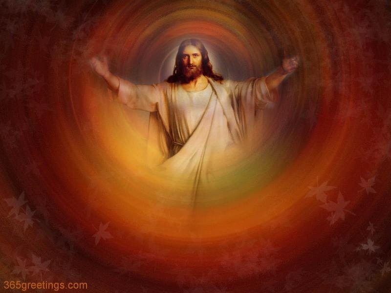 Jesus Christ Figure — Red, Serene, Digital Art