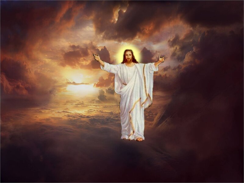 Jesus Christ Figure — White, Dramatic, Sunset, Digital Art