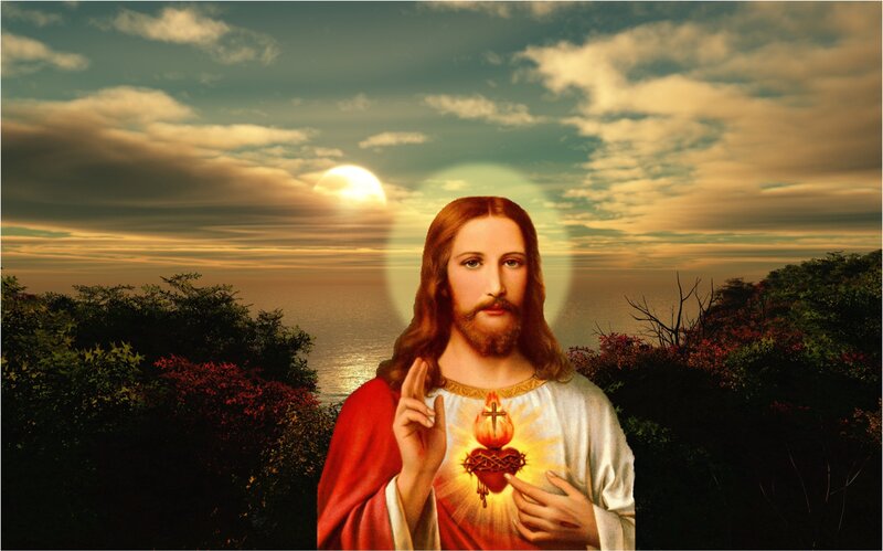 Jesus Christ Figure — White, Serene, Sunset, Illustration