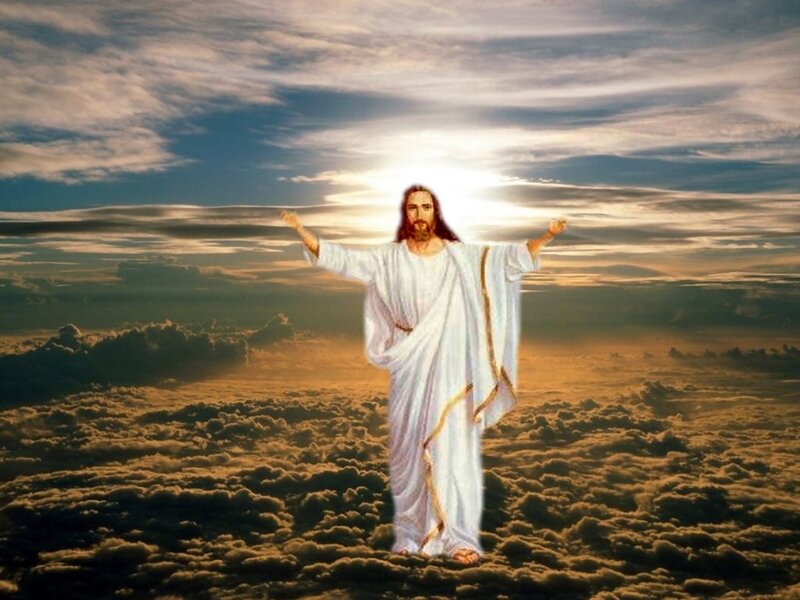 Jesus Christ Figure — White, Serene, Sunset