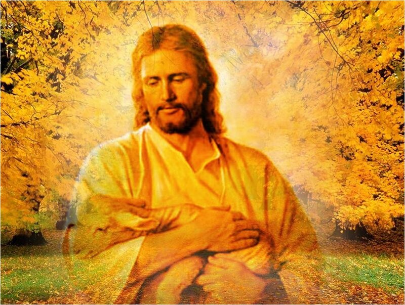 Jesus Christ Figure — Yellow, Serene, Autumn
