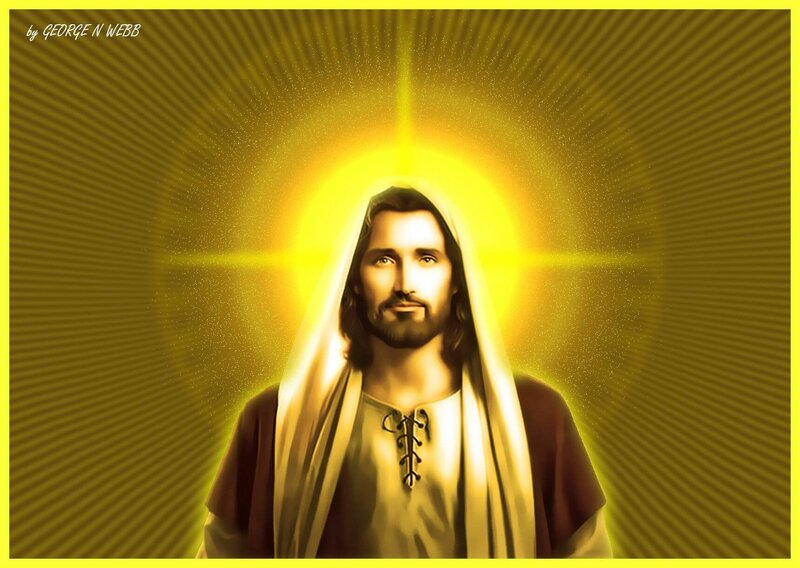 Jesus Christ Figure — Yellow, Serene, Digital Art