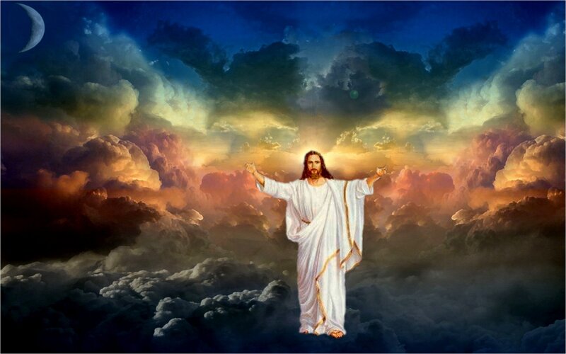 Jesus Christ in Clouds — Blue, Dramatic