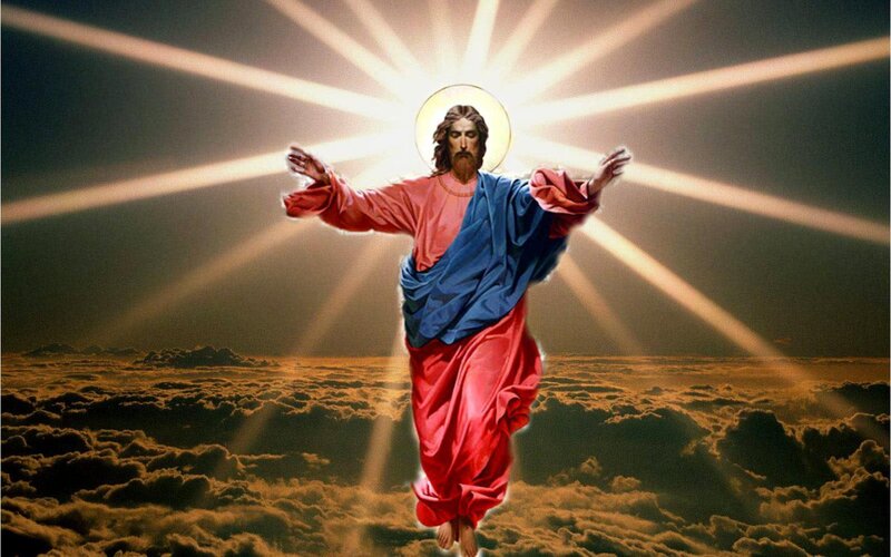 Jesus Christ in Clouds — Red, Dramatic