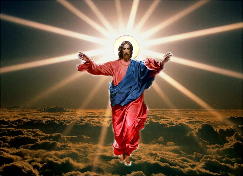 Jesus Christ in Clouds — Red