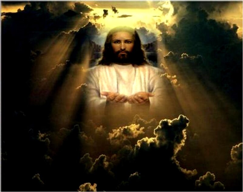 Jesus Christ in Clouds — White