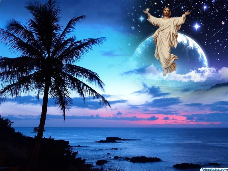 Jesus Christ in Sky — Blue, Serene, Dramatic