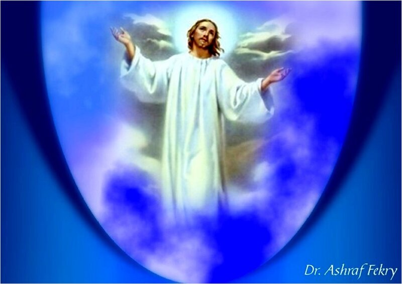 Jesus Christ in White Robe — Blue, Serene