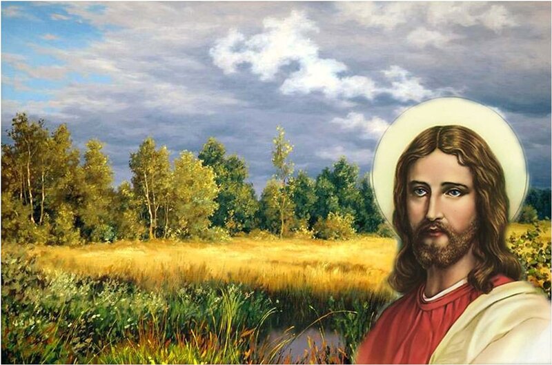 Jesus Christ Portrait — Blue, Serene, Afternoon