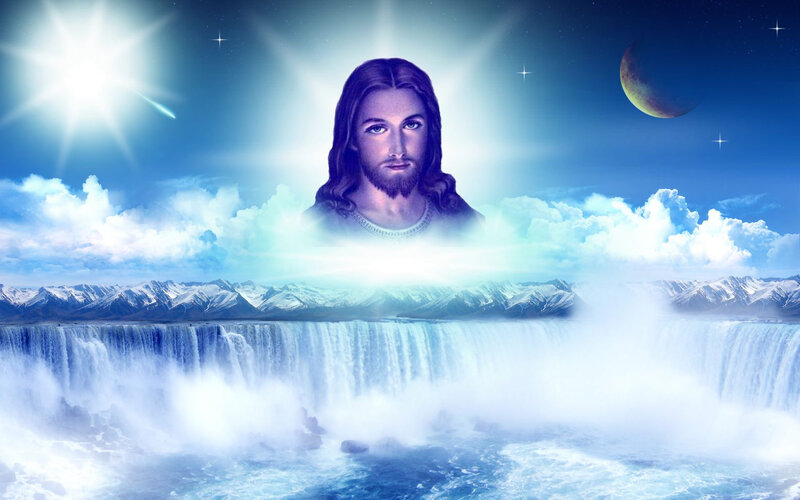 Jesus Christ Portrait — Blue, Serene, Night, Digital Art