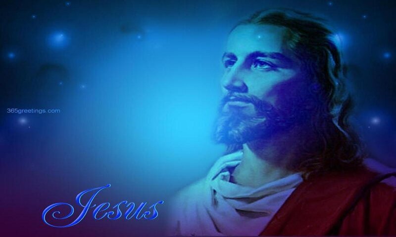 Jesus Christ Portrait — Blue, Serene, Night