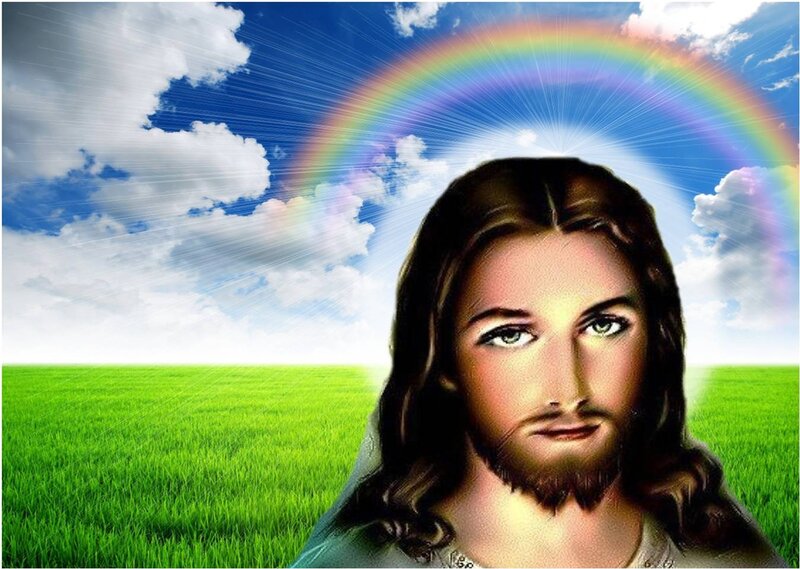 Jesus Christ Portrait — Green, Serene, Afternoon