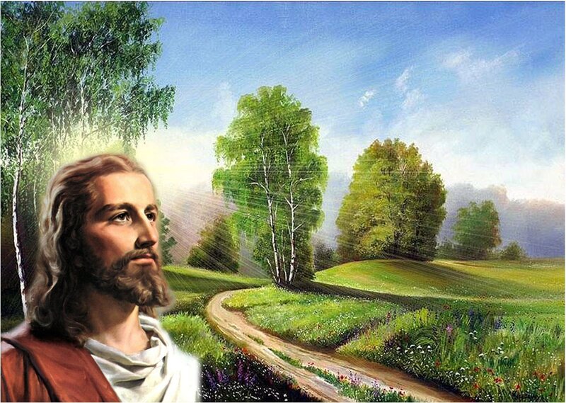Jesus Christ Portrait — Green, Serene