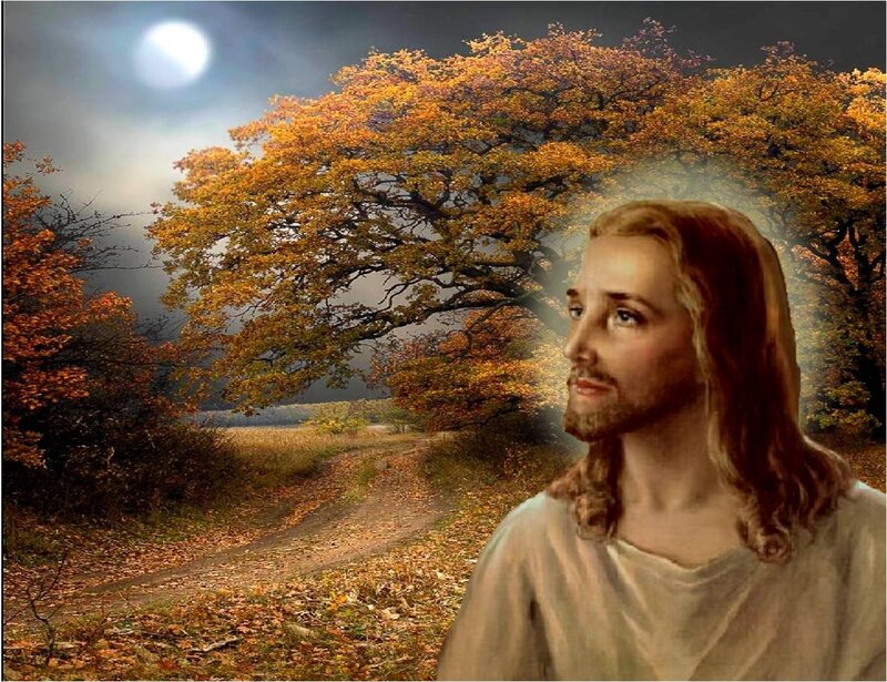 Jesus Christ Portrait — Orange, Serene, Night