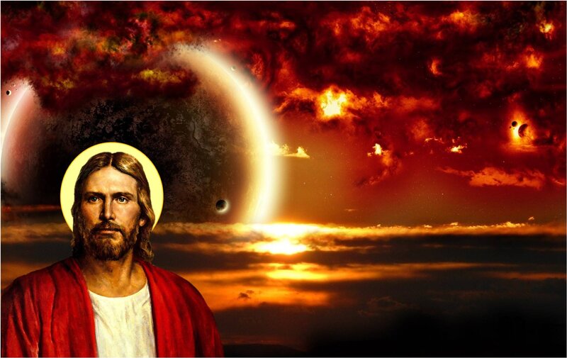 Jesus Christ Portrait — Red, Dramatic