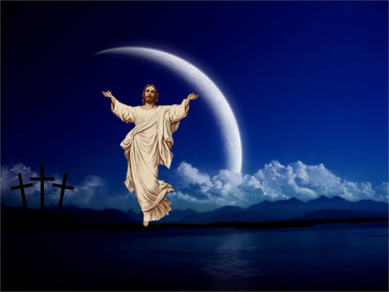 Jesus Christ Rising — Blue, Dramatic, Night
