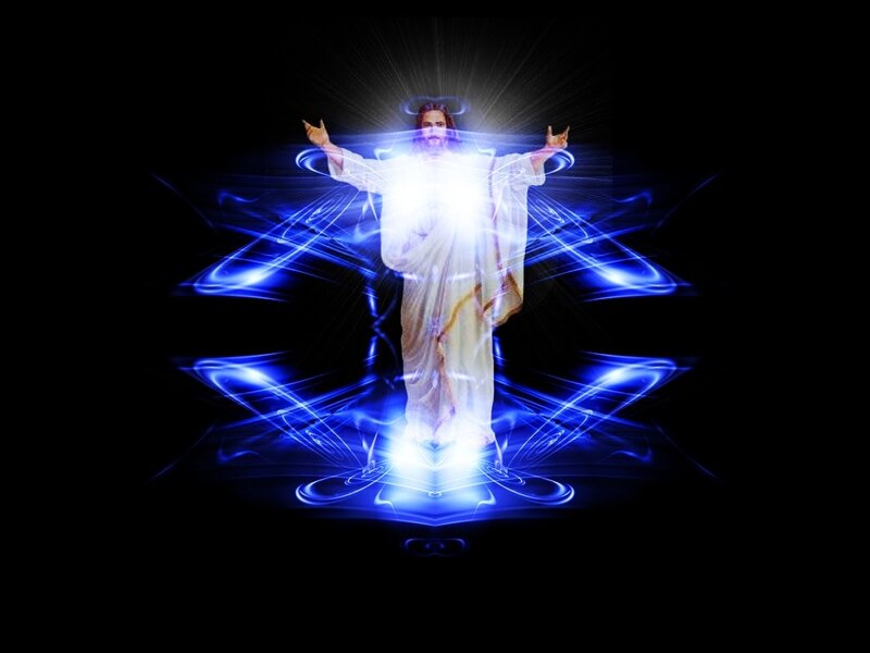 Jesus Christ with blue light