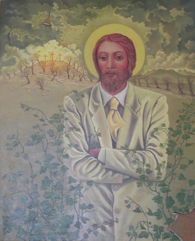 Jesus Christ with halo painting