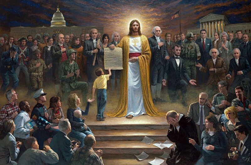 Jesus Christ with Historical Figures — Gold, Dramatic