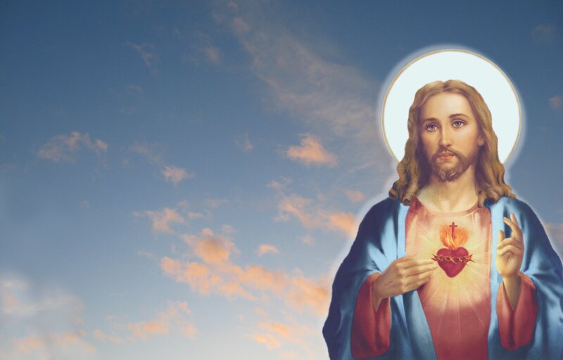 Jesus Christ with Sacred Heart — Blue, Serene