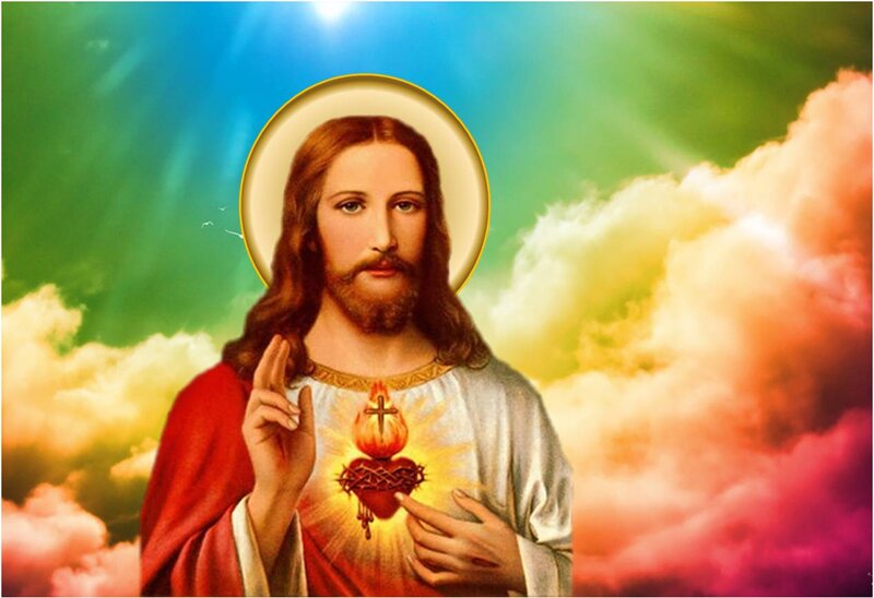 Jesus Christ with Sacred Heart — Red, Serene