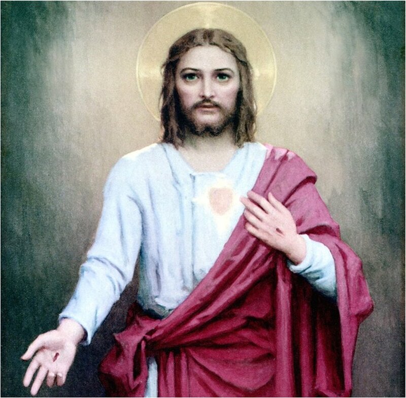Jesus Christ with Sacred Heart — White, Serene