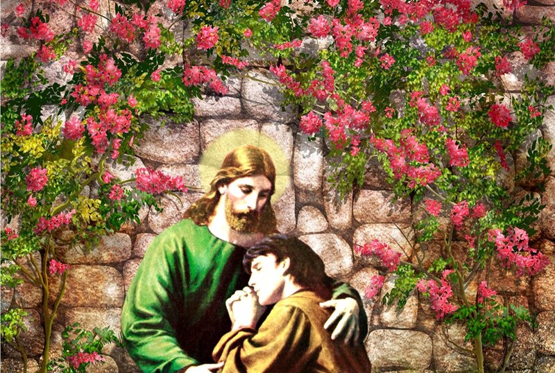 Jesus Comforting a Man — Green, Serene