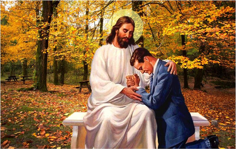 Jesus Comforting Man — Yellow