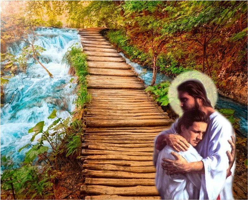 Jesus Embracing a Man — Green