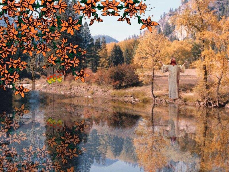 Jesus Figure in Autumn Landscape