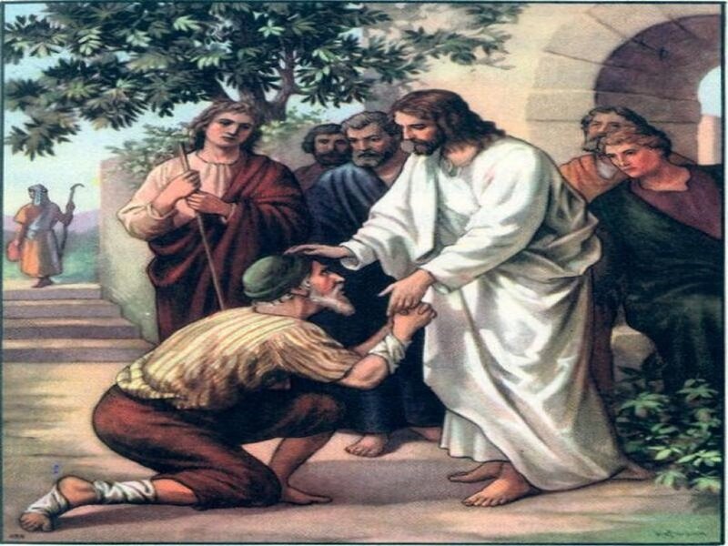 Jesus Healing a Man — White, Serene