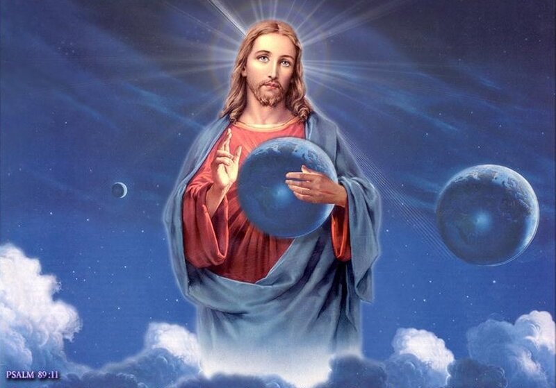 Jesus Holding a Globe — Blue