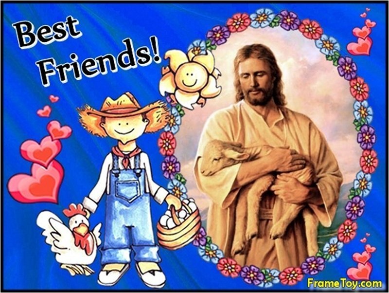 Jesus Holding a Lamb — Blue, Peaceful