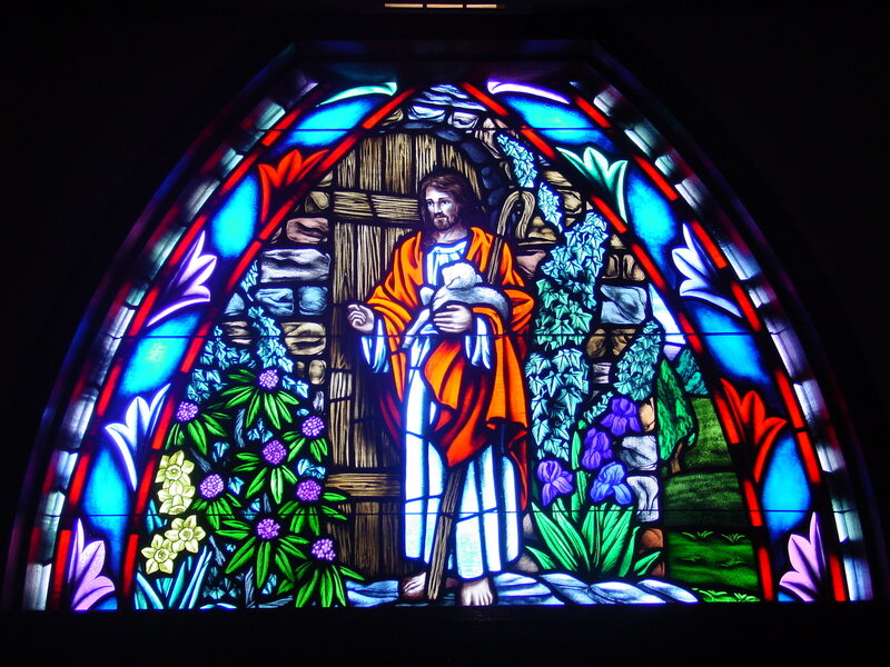 Jesus Holding a Lamb — Blue, Serene