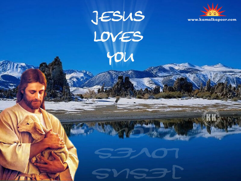 Jesus Holding a Lamb — Blue