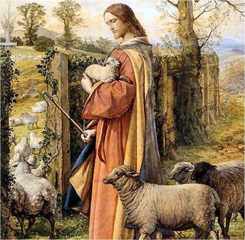 Jesus Holding a Lamb — Brown, Serene