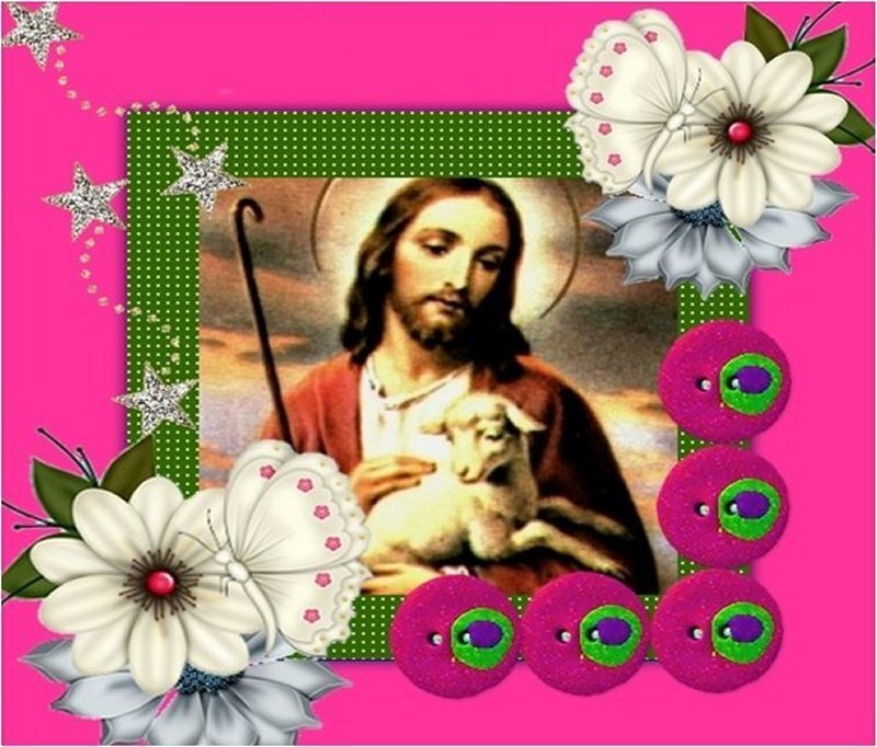 Jesus Holding a Lamb — Pink