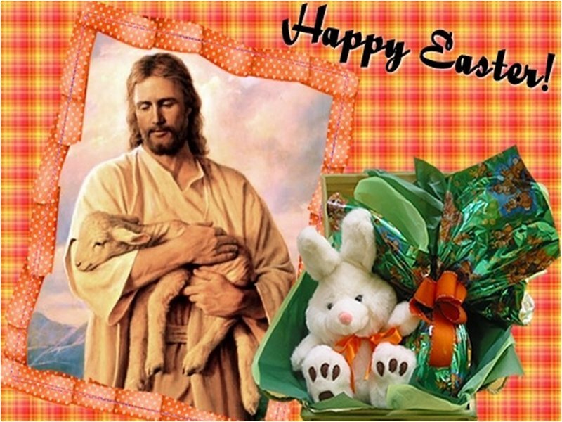 Jesus Holding a Lamb — Red