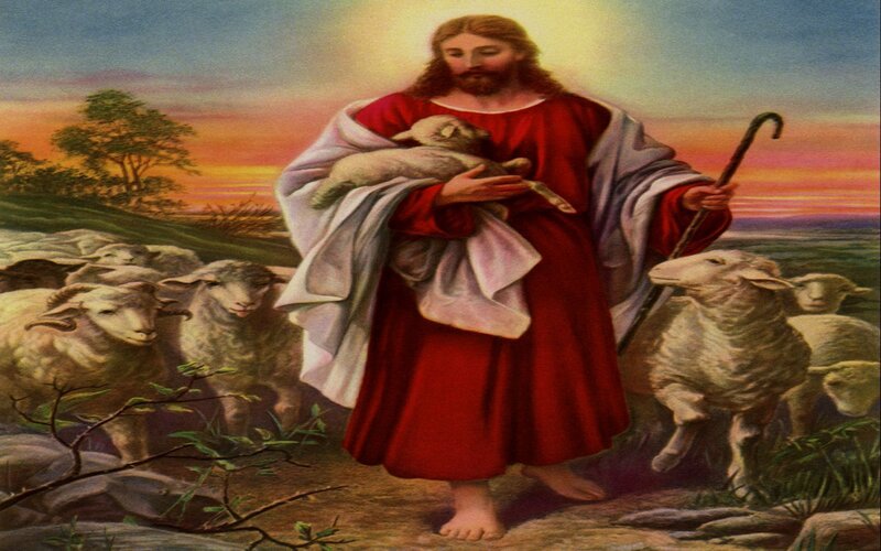 Jesus holding a lamb