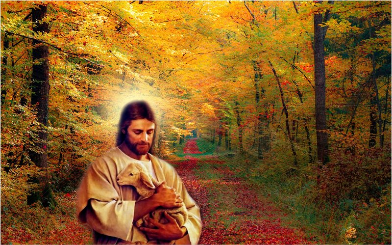 Jesus Holding a Lamb — Yellow, Serene
