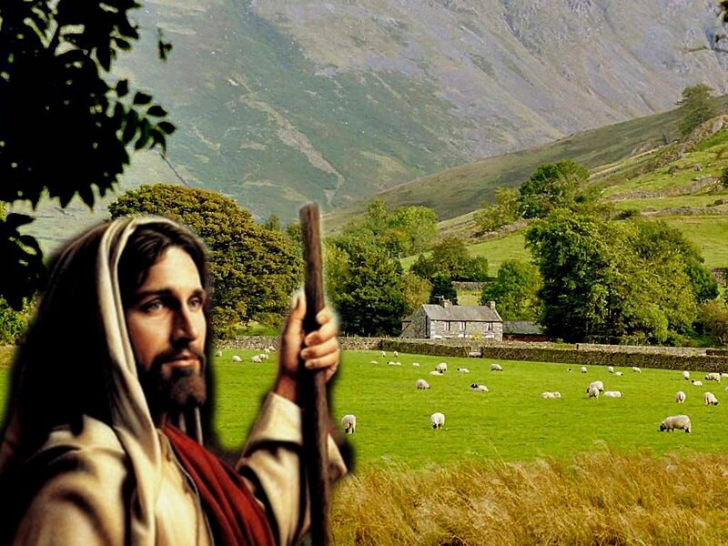 Jesus Holding a Staff — Green
