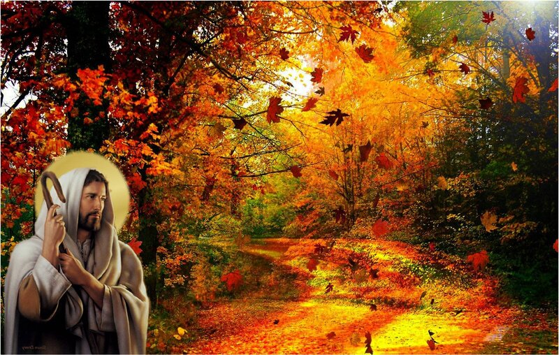 Jesus Holding a Staff — Orange, Serene