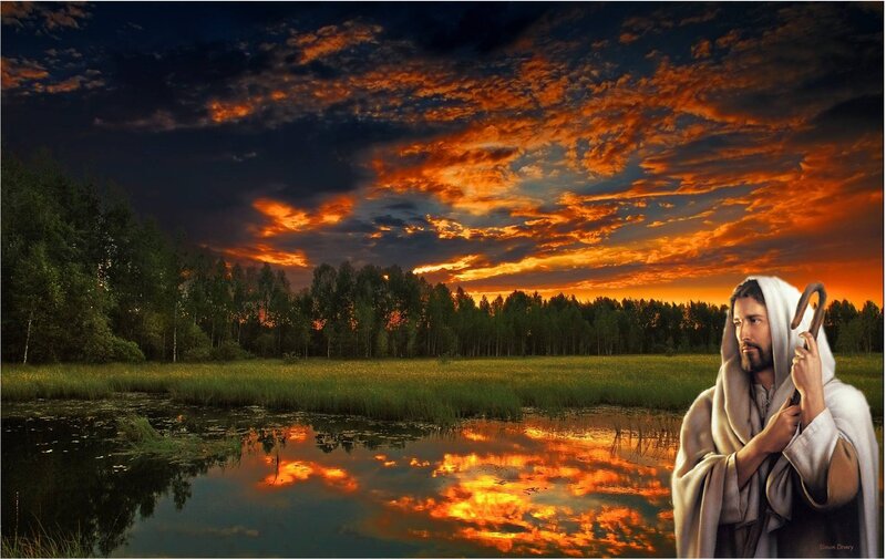 Jesus Holding a Staff — Orange