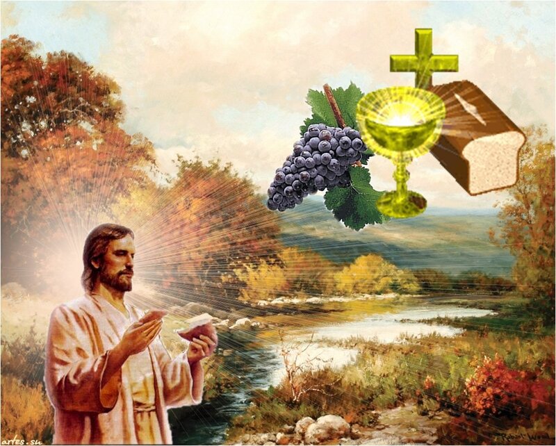 Jesus Holding Bread — Green