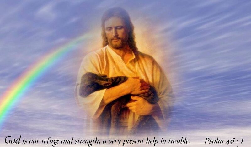 Jesus Holding Lamb — Blue