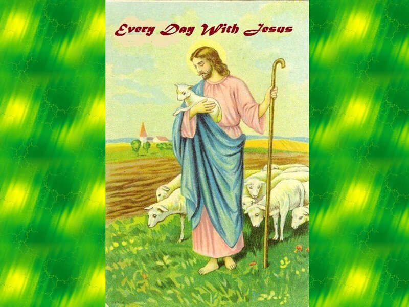 Jesus Holding Lamb — Green