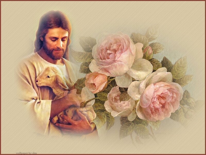 Jesus Holding Lamb — Pink